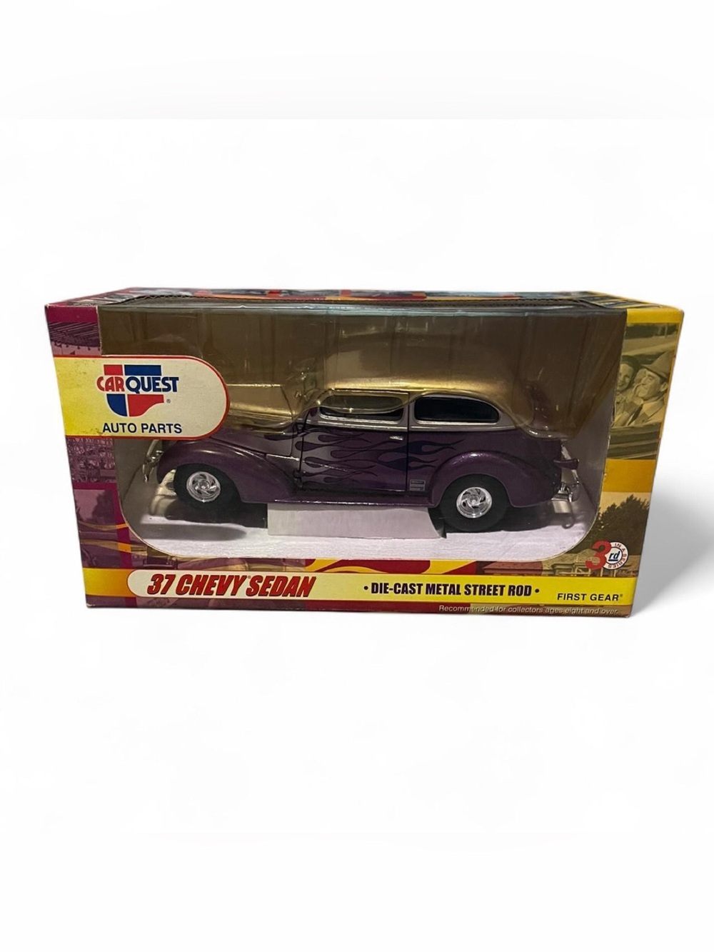1937 Chevy Sedan Street Rod 1:24 First Gear CarQuest Purple Flames Diecast